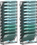 13-Tier Wall File Organizer, Hanging Wall Files for Papers, Folders, Magazines, Wall Organizer for Clipboard, Assembly Needed, Black, 2 Pack