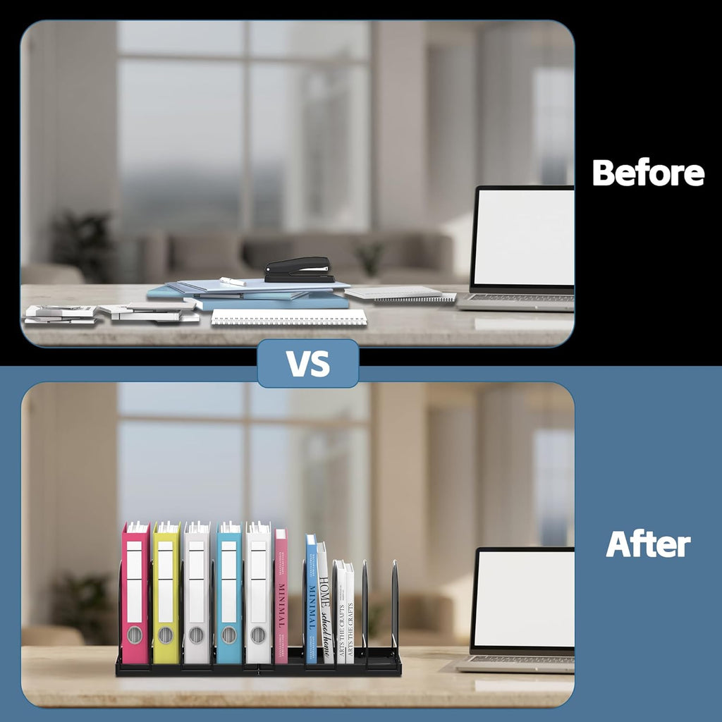 File Organizer for Desk, 9-Section Mesh Desk Organizer, Vertical File Holder Desktop Organizer File Sorter, File Folder Holder for Office Supplies, Black