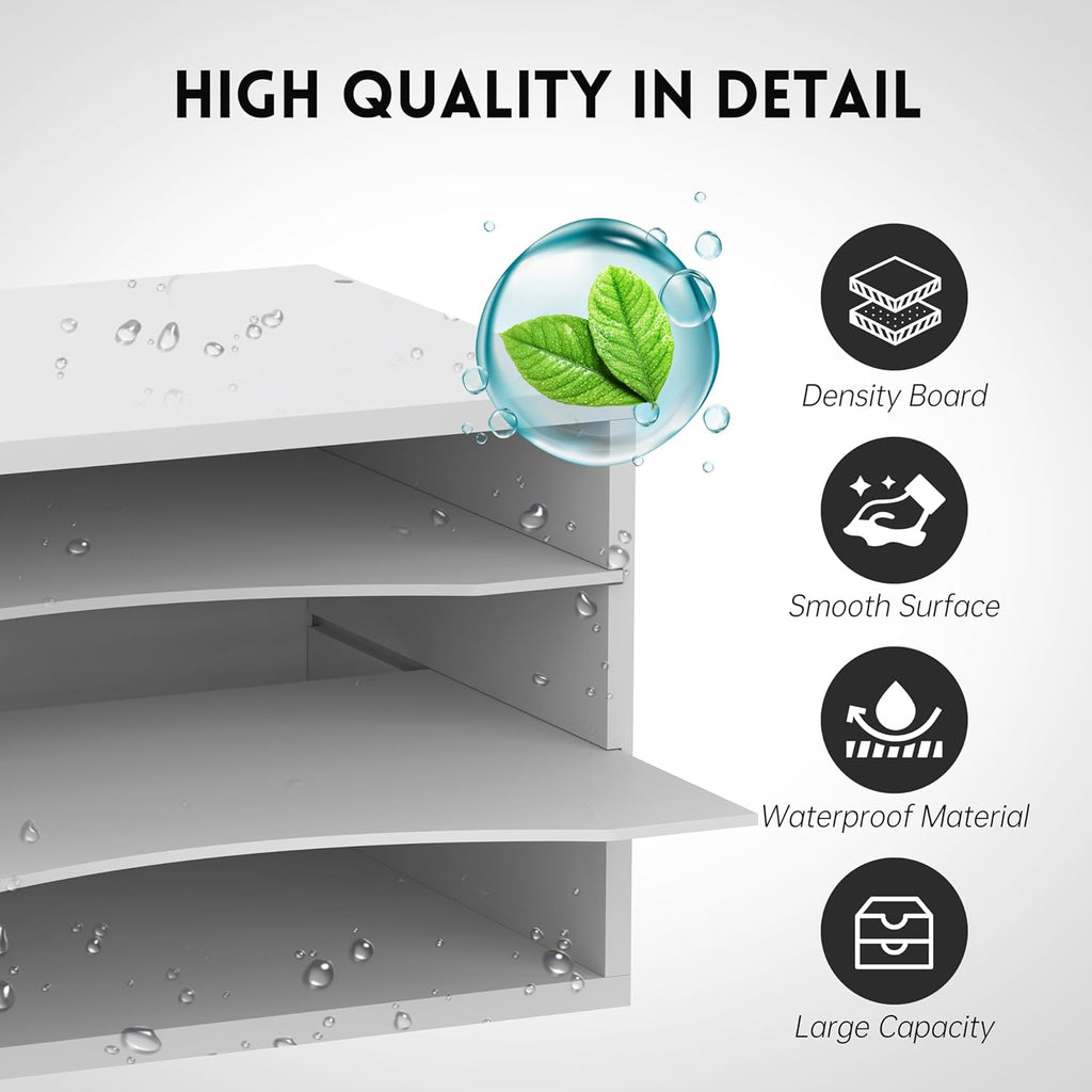 Wood Desk Organizer, 3 Tier Paper File Organizer for Desk, Wooden Desktop Organizer, Paper Letter Literature Mail Sorter, for Office School &amp; Home Organization, White