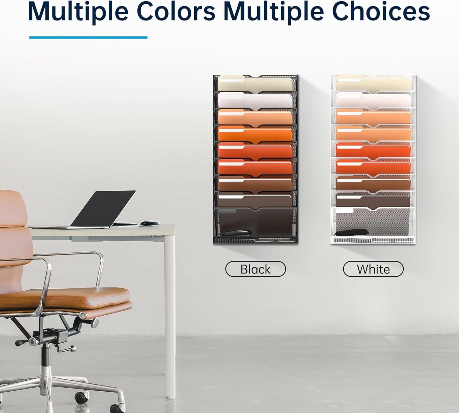 10-Tier Hanging Wall File Holder Organizer for Papers, Folders, Files Clipboard &amp; Magazine Organization Great for Office Home, Black