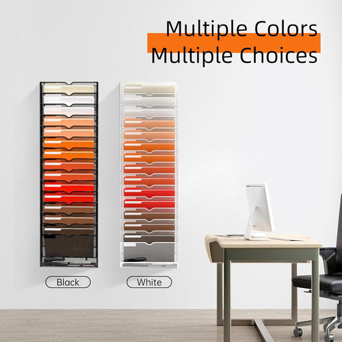 16-Tier Hanging Wall File Holder Organizer for Papers, Folders, Files Clipboard &amp; Magazine Organization Great for Office Home, Black