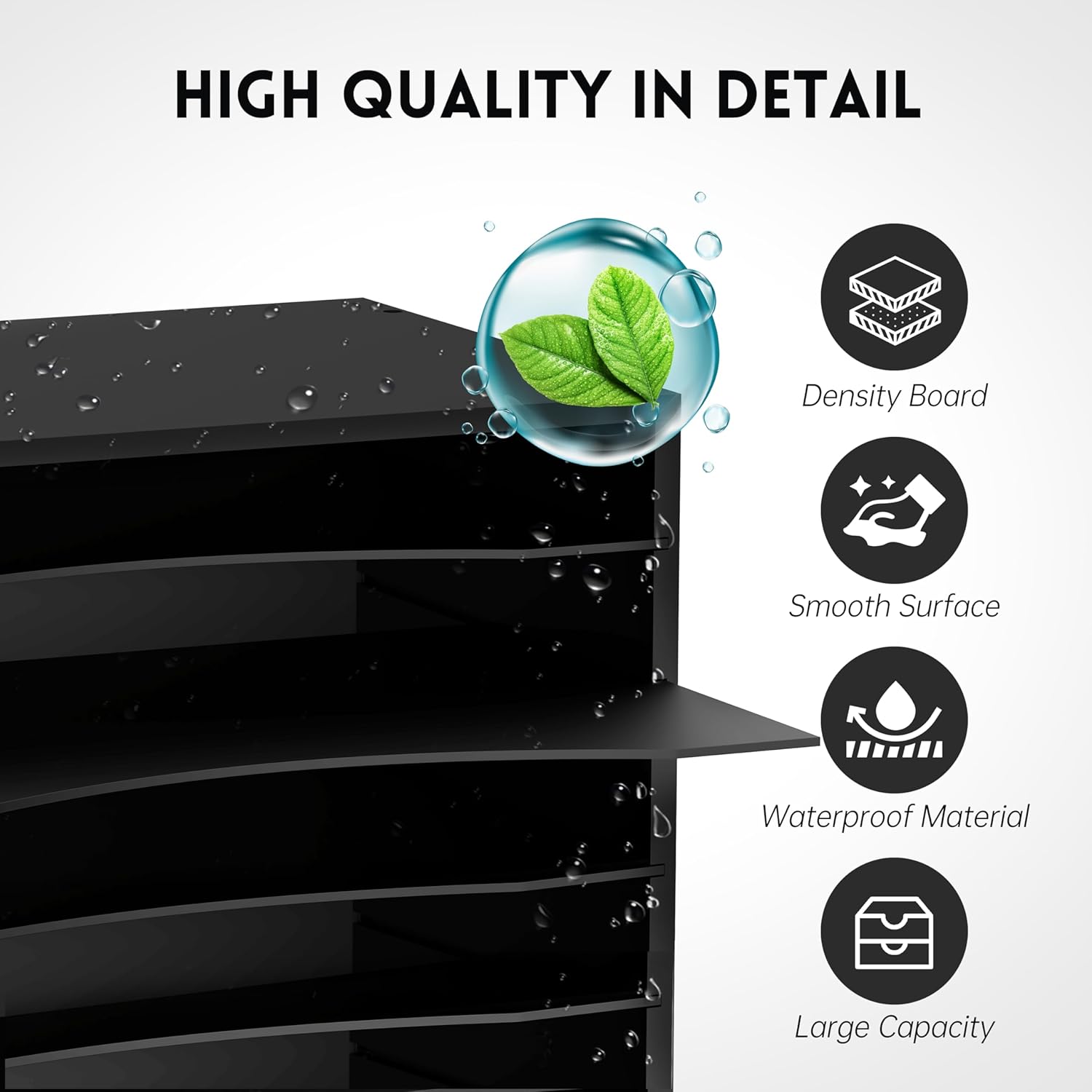 Wood Desk Organizer, 5 Tier Paper File Organizer for Desk, Wooden Desktop Organizer, Paper Letter Literature Mail Sorter, for Office School &amp; Home Organization, Black