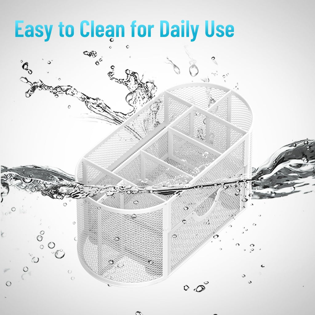 Mesh Desk Organizer, Desk Accessories &amp; Workspace Organizers with Drawers, Pencil Holder for Desk with 9 Compartments for Office Suppliess, 8.6 x 4.3 x 4.1 Inch, White