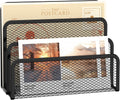 Mail Organizer for Desk, Mesh Metal Mail Holder Countertop with 3-Slot, Letter Sorter File Holder, Office Envelope Organizer for Mails (Black)